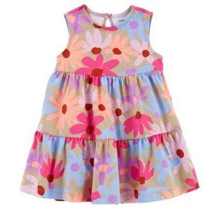 Baby Girls Carter's Flowered Jersey Tank Dress Size 6 12 months Diaper Cover NWT